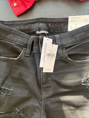 American Eagle Outfitters Black Distressed Dream Stretch Jeggings